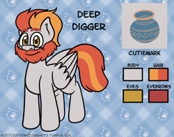 Size: 1150x900 | Tagged: safe, artist:alittleofsomething, oc, oc only, oc:deep digger, species:pegasus, species:pony, male, reference sheet, solo, stallion