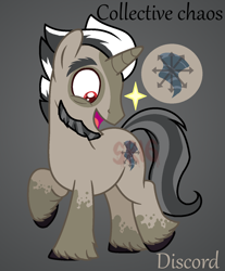 Size: 1024x1235 | Tagged: safe, artist:superrosey16, character:discord, species:pony, male, pony discord, solo, species swap, unshorn fetlocks