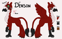 Size: 4000x2500 | Tagged: safe, artist:littledreamycat, oc, oc only, oc:drdenson, species:griffon, beak, blushing, cute, fluffy, fullbody, glasses off, griffon oc, paws, reference sheet, side view, simple background, talons, white background, wings