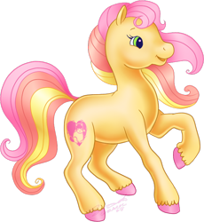 Size: 568x617 | Tagged: safe, artist:conphettey, oc, oc only, oc:ragamuffin, species:earth pony, species:pony, g2, colored hooves, female, mare, raised hoof, simple background, solo, transparent background