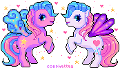 Size: 174x100 | Tagged: safe, artist:conphettey, character:heart bright, character:star flight, species:pony, g3, animated, duo, pixel art, simple background, transparent background