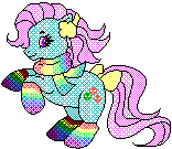 Size: 156x135 | Tagged: safe, artist:conphettey, character:minty, species:pony, g3, bow, clothing, earmuffs, female, kidcore, pixel art, rainbow socks, scarf, simple background, socks, solo, striped socks, tail bow, transparent background