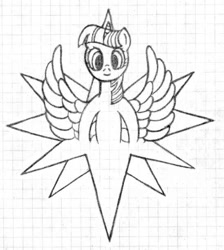 Size: 548x612 | Tagged: safe, artist:mfg637, character:twilight sparkle, character:twilight sparkle (alicorn), species:alicorn, species:pony, cutie mark background, female, graph paper, lined paper, sketch, solo, traditional art