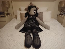 Size: 5056x3792 | Tagged: safe, artist:bigsexyplush, artist:somethingaboutoctavia, character:octavia melody, species:anthro, absurd resolution, anthro plushie, bedroom eyes, clothing, cute, doll, dress, female, hooves, irl, photo, plushie, socks, solo, stockings, thigh highs, toy, waifu