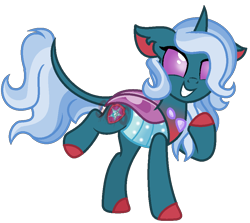 Size: 914x814 | Tagged: safe, artist:superrosey16, oc, oc:illusion, parent:pharynx, parent:trixie, parents:phartrix, species:changepony, female, hybrid, interspecies offspring, offspring, simple background, solo, transparent background
