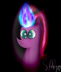 Size: 1200x1400 | Tagged: safe, artist:wonderschwifty, character:fizzlepop berrytwist, character:tempest shadow, cute, glowing horn, smiling, tempest gets her horn back, tempest now has a true horn