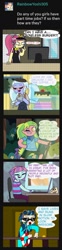 Size: 344x1385 | Tagged: safe, artist:psychodiamondstar, character:indigo zap, character:lemon zest, character:sour sweet, character:sugarcoat, character:sunny flare, my little pony:equestria girls, barista, coffee, coffee shop, computer, fast food, female, food, inner tube, laptop computer, lifeguard, summer camp, sunglasses, whistle