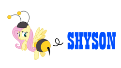 Size: 1366x768 | Tagged: safe, artist:dasprid, character:fluttershy, episode:it ain't easy being breezies, g4, my little pony: friendship is magic, animal costume, bee, bee costume, clothing, costume, flutterbee, hudson soft, logo parody