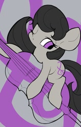 Size: 767x1200 | Tagged: safe, artist:ccc, character:octavia melody, species:earth pony, species:pony, female, musical instrument, one eye closed, solo, wink