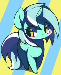 Size: 1110x1357 | Tagged: safe, artist:ccc, character:lyra heartstrings, species:pony, species:unicorn, blushing, chibi, female, mare, solo