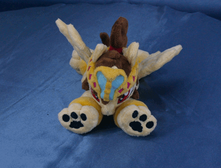 Size: 750x569 | Tagged: safe, artist:adamar44, oc, oc:katya ironstead, species:sphinx, animated, gif, irl, loop, paws, perfect loop, photo, plushie, rotating, sphinx oc, stop motion, underpaw