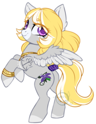 Size: 600x769 | Tagged: safe, artist:cabbage-arts, oc, oc only, species:pegasus, species:pony, female, looking at you, mare, rearing, simple background, solo, tail wrap, white background