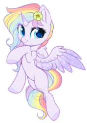 Size: 600x843 | Tagged: safe, artist:cabbage-arts, oc, oc only, species:alicorn, species:pony, alicorn oc, female, flower, flower in hair, flying, mare, simple background, solo, transparent background