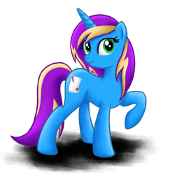 Size: 892x919 | Tagged: safe, artist:deannaphantom13, oc, oc only, species:pony, species:unicorn, female, mare, raised hoof, simple background, smiling, solo, transparent background
