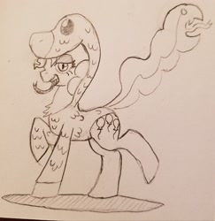 Size: 3024x3113 | Tagged: safe, artist:feralroku, character:pinkie pie, species:pony, clothing, costume, female, forked tongue, raised hoof, slit eyes, snake, solo, tongue out, traditional art