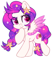 Size: 1000x1112 | Tagged: safe, artist:cabbage-arts, oc, oc:wish, species:pegasus, species:pony, braid, cute, hair accessory, looking at you, simple background, smiling, sparkles, transparent background, wings