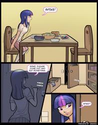 Size: 5649x7165 | Tagged: safe, artist:garam, character:spike, character:twilight sparkle, species:human, comic:their first, ship:twispike, absurd resolution, comic, explicit series, female, grimdark series, humanized, male, shipping, straight