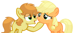 Size: 1024x452 | Tagged: safe, artist:sapphireartemis, base used, character:applejack, character:braeburn, species:pony, ship:braejack, applecest, colt, female, filly, filly applejack, incest, male, shipping, simple background, straight, transparent background, younger