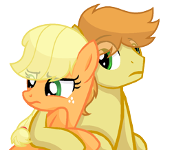 Size: 832x726 | Tagged: safe, artist:sapphireartemis, character:applejack, character:braeburn, species:pony, ship:braejack, applecest, female, hug, incest, male, missing accessory, shipping, simple background, story included, straight, transparent background