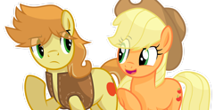 Size: 2216x1096 | Tagged: safe, artist:sapphireartemis, character:applejack, character:braeburn, species:pony, ship:braejack, applecest, female, incest, male, shipping, simple background, story included, straight, transparent background, white outline