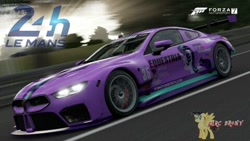 Size: 480x270 | Tagged: safe, artist:forzaveteranenigma, character:starlight glimmer, fanfic:equestria motorsports, 24h le mans, bmw, bmw m8, bmw m8 gte, car, driving, female, forza motorsport 7, le mans, photo, racing, solo
