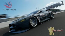 Size: 480x270 | Tagged: safe, artist:forzaveteranenigma, character:octavia melody, fanfic:equestria motorsports, aston martin, aston martin dbr9, aston martin racing, aston melody, aston melody racing, car, driving, female, forza motorsport 7, photo, racing, silverstone circuit, solo
