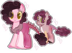 Size: 1280x941 | Tagged: safe, artist:jxst-alexa, oc, oc only, parent:discord, parent:pinkie pie, parents:discopie, female, hybrid, interspecies offspring, male, offspring, siblings, simple background, transparent background