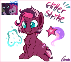 Size: 675x582 | Tagged: safe, artist:esmeia, character:fizzlepop berrytwist, character:pinkie pie, character:tempest shadow, oc, oc:glitter strike, parent:pinkie pie, parent:tempest shadow, parents:tempestpie, species:earth pony, species:pony, species:unicorn, my little pony: the movie (2017), female, lesbian, magical lesbian spawn, next generation, offspring, shipping, tempestpie