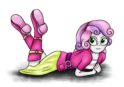 Size: 3508x2480 | Tagged: safe, artist:deannaphantom13, character:sweetie belle, my little pony:equestria girls, female, high res, looking at you, lying down, simple background, solo, transparent background