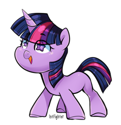 Size: 1024x1058 | Tagged: safe, artist:intfighter, character:twilight sparkle, character:twilight sparkle (unicorn), species:pony, species:unicorn, chibi, cute, female, filly, filly twilight sparkle, open mouth, signature, simple background, solo, starry eyes, transparent background, twiabetes, wingding eyes, younger
