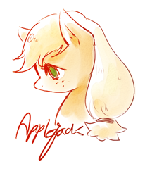 Size: 406x492 | Tagged: safe, artist:norang94, character:applejack, species:pony, bust, missing accessory, profile