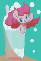 Size: 700x1030 | Tagged: safe, artist:ccc, character:pinkie pie, species:earth pony, species:pony, female, mare, solo, straw, waving