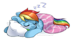 Size: 2661x1453 | Tagged: safe, artist:trickate, character:rainbow dash, species:pegasus, species:pony, female, mare, simple background, sleeping, transparent background, zzz