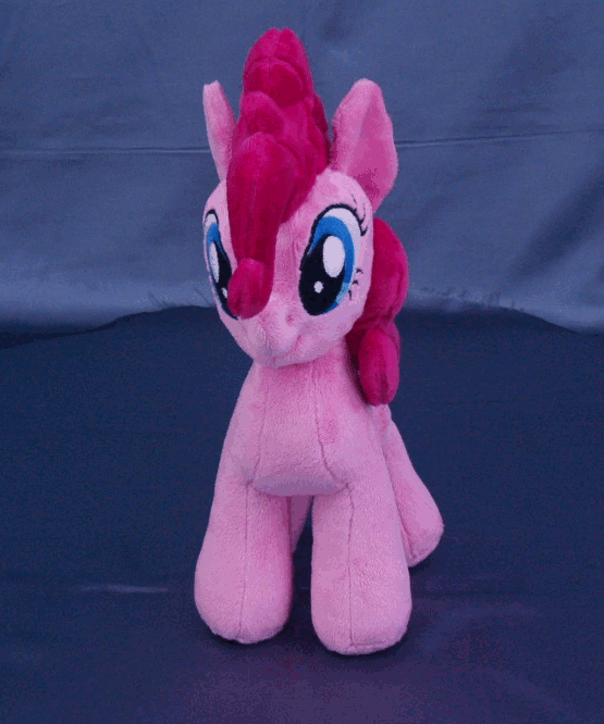 Size: 555x666 | Tagged: safe, artist:adamar44, character:pinkie pie, species:pony, animated, gif, irl, perfect loop, photo, plushie, rotating, stop motion, turnaround, turntable