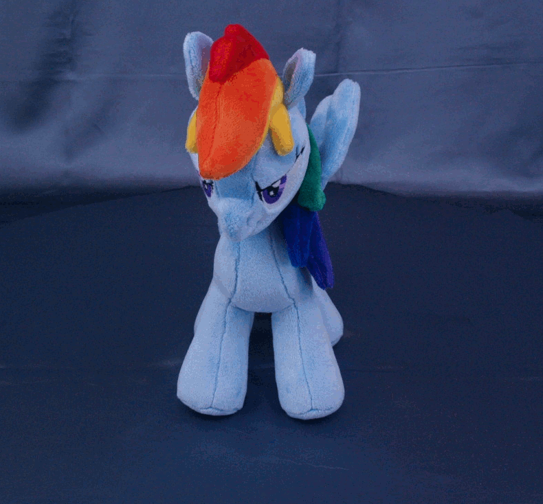 Size: 790x734 | Tagged: safe, artist:adamar44, character:rainbow dash, species:pony, animated, gif, irl, loop, perfect loop, photo, plushie, rotating, stop motion