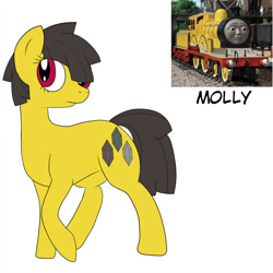 Size: 1024x1023 | Tagged: safe, artist:wolftendragon, oc, species:earth pony, species:pony, female, mare, molly (thomas the tank engine), ponified, simple background, solo, thomas the tank engine, white background