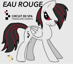 Size: 750x654 | Tagged: safe, artist:forzaveteranenigma, base used, oc, oc only, oc:eau rouge, species:pony, circuit de spa francorchamps, eau rouge, simple background, watermark, white background