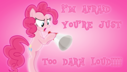 Size: 1600x900 | Tagged: safe, artist:felix-kot, artist:sailortrekkie92, character:pinkie pie, species:earth pony, species:pony, female, mare, megaphone, pink background, simple background, solo, wallpaper