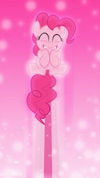 Size: 400x713 | Tagged: safe, artist:ohitison, artist:sailortrekkie92, character:pinkie pie, species:pony, cute, diapinkes, eyes closed, female, flying, happy, iphone wallpaper, phone wallpaper, pink, pink background, simple background, smiling, solo, wallpaper