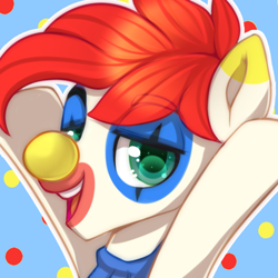 Size: 550x550 | Tagged: safe, artist:cabbage-arts, oc, species:earth pony, species:pony, clown, colorful, happy, makeup, solo
