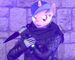 Size: 1350x1080 | Tagged: safe, artist:spinostud, character:sea swirl, species:anthro, species:pony, species:unicorn, 3d, apex legends, female, heirloom, knife, mare, source filmmaker, weapon, wraith (apex legends)