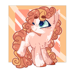 Size: 1420x1320 | Tagged: safe, artist:jxst-alexa, oc, parent:applejack, parent:pinkie pie, parents:applepie, species:earth pony, species:pony, female, magical lesbian spawn, mare, offspring, one eye closed, solo, wink