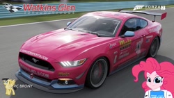 Size: 1280x720 | Tagged: safe, artist:forzaveteranenigma, character:pinkie pie, species:pony, fanfic:equestria motorsports, my little pony:equestria girls, car, driving, ford, ford mustang, forza motorsport 7, mels, mels diner, new york, photo, race track, racing, racing suit, the original mels, united states, watermark, watkins glen international