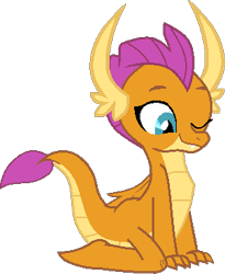 Size: 302x368 | Tagged: safe, artist:westrail642fan, character:smolder, species:dragon, episode:uprooted, g4, my little pony: friendship is magic, 1000 hours in paint.net, cute, dragoness, female, kneeling, one eye closed, simple background, smolderbetes, solo, transparent background, wink