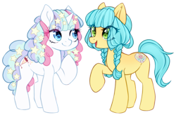 Size: 917x600 | Tagged: safe, artist:cabbage-arts, oc, oc only, species:earth pony, species:pony, species:unicorn, duo, female, mare, simple background, transparent background