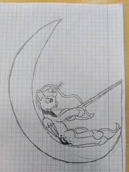 Size: 3016x4032 | Tagged: safe, artist:zeka10000, character:princess luna, species:pony, dreamworks, female, graph paper, lined paper, moon, sketch, solo, traditional art