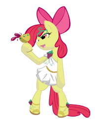 Size: 1627x2000 | Tagged: source needed, safe, artist:bamboodog, edit, character:apple bloom, species:earth pony, species:pony, alcohol, bacchus, bipedal, bow, clothing, drunk, drunker bloom, female, food, grapes, greek, hair bow, hoof hold, laurel wreath, mare, older, older apple bloom, roman, sandals, shoes, simple background, solo, toga, tunic, vine, wine
