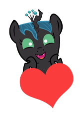 Size: 387x571 | Tagged: safe, artist:doctorxfizzle, character:queen chrysalis, baby, cute, cutealis, heart, nymph, peekaboo pony pals