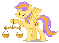 Size: 4500x3250 | Tagged: safe, artist:mrlolcats17, species:pegasus, species:pony, eyes closed, female, hoof hold, hooves, libra, mare, ponyscopes, scales, simple background, smiling, solo, spread wings, transparent background, wings