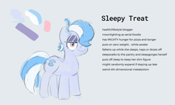 Size: 2992x1812 | Tagged: safe, artist:comfyplum, oc, oc:sleepy treat, species:pony, female, mare, reference sheet, solo, text, trans female, transgender